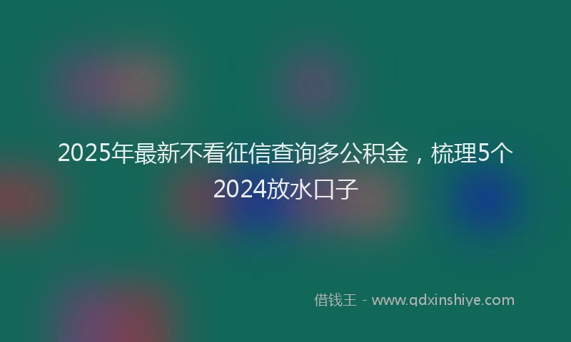 2025年最新不看征信查询多公积金，梳理5个2024放水口子