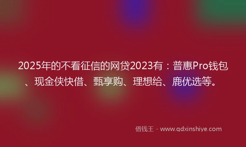 2025年的不看征信的网贷2023有：普惠Pro钱包、现金侠快借、甄享购、理想给、鹿优选等。