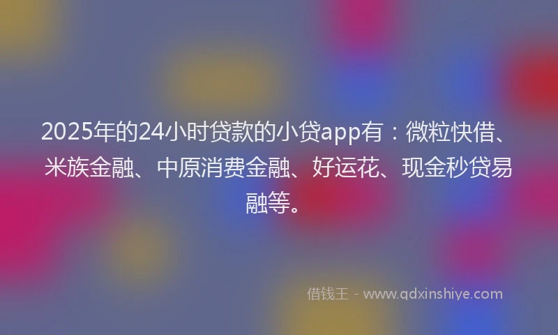 2025年的24小时贷款的小贷app有：微粒快借、米族金融、中原消费金融、好运花、现金秒贷易融等。