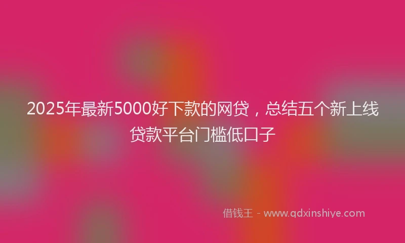 2025年最新5000好下款的网贷，总结五个新上线贷款平台门槛低口子