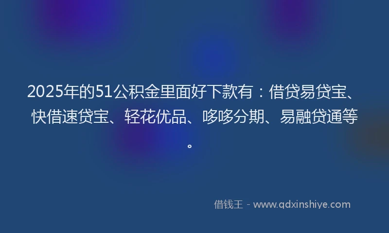 2025年的51公积金里面好下款有：借贷易贷宝、快借速贷宝、轻花优品、哆哆分期、易融贷通等。