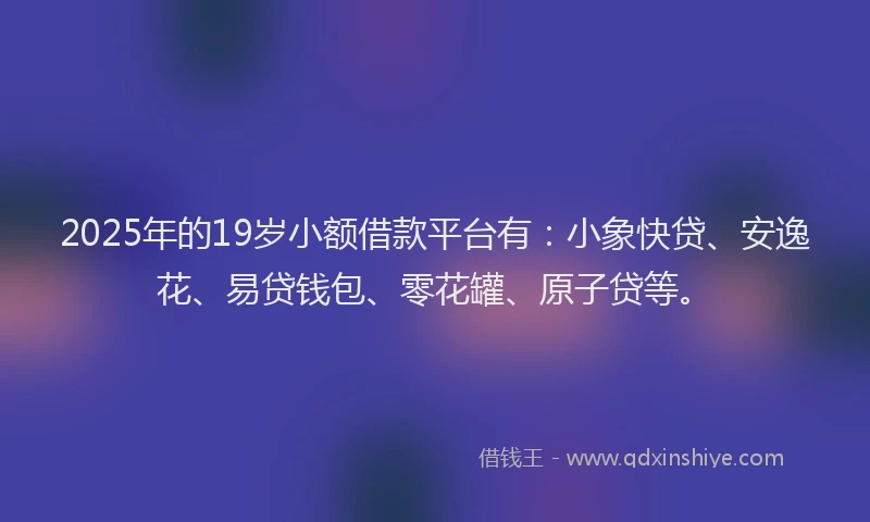 2025年的19岁小额借款平台有：小象快贷、安逸花、易贷钱包、零花罐、原子贷等。