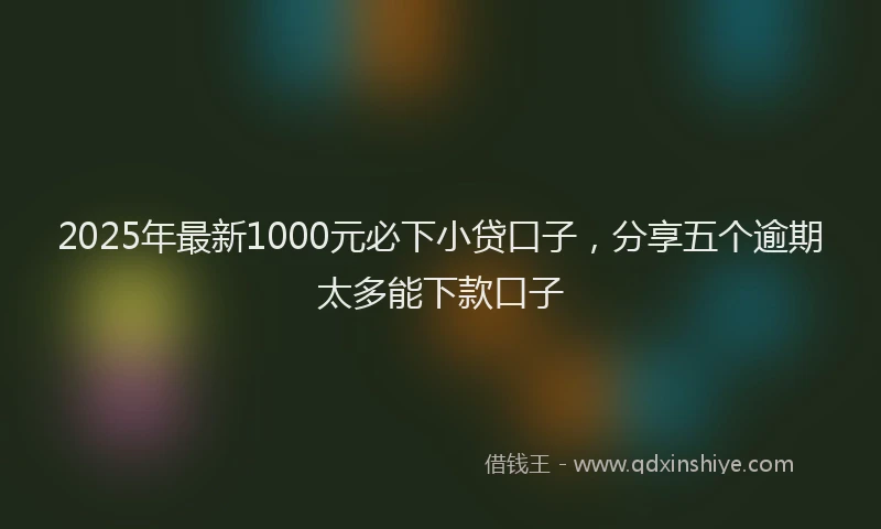 2025年最新1000元必下小贷口子，分享五个逾期太多能下款口子