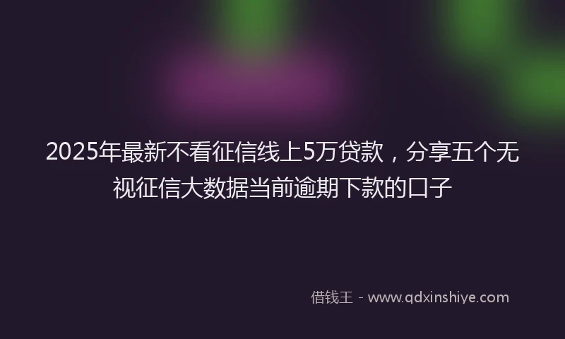 2025年最新不看征信线上5万贷款，分享五个无视征信大数据当前逾期下款的口子