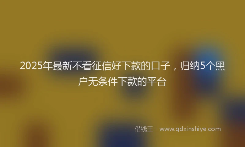 2025年最新不看征信好下款的口子，归纳5个黑户无条件下款的平台