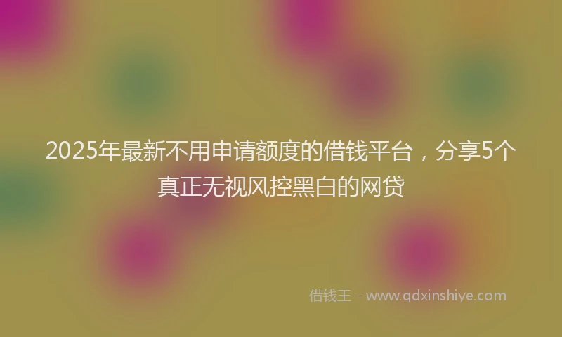 2025年最新不用申请额度的借钱平台，分享5个真正无视风控黑白的网贷