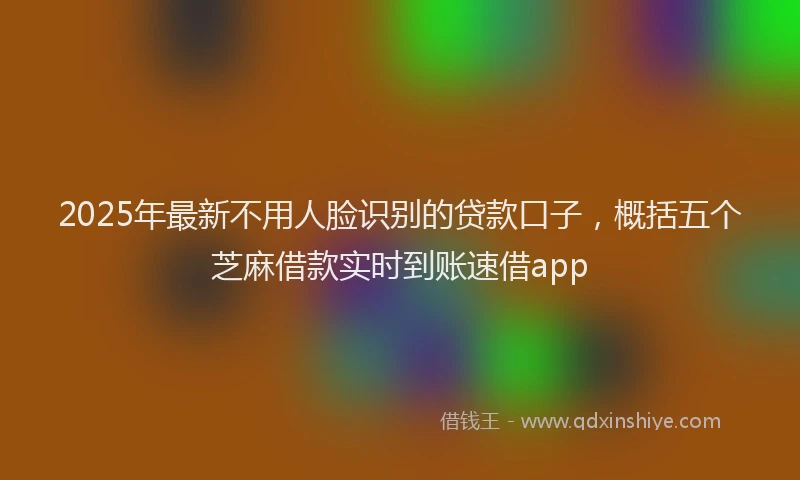 2025年最新不用人脸识别的贷款口子，概括五个芝麻借款实时到账速借app