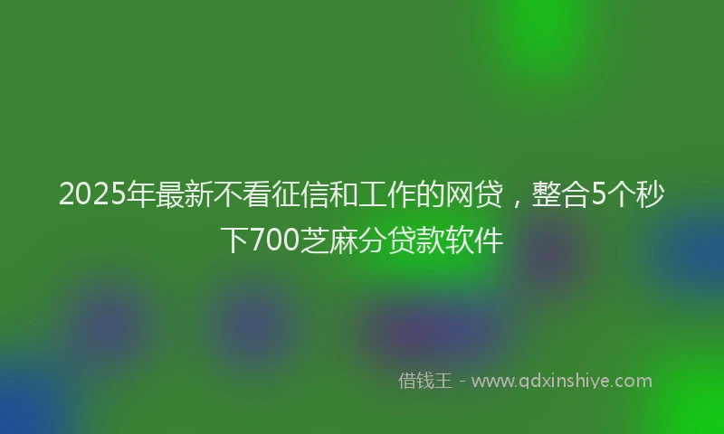 2025年最新不看征信和工作的网贷，整合5个秒下700芝麻分贷款软件