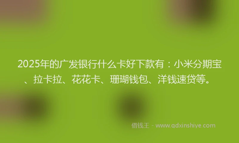 2025年的广发银行什么卡好下款有：小米分期宝、拉卡拉、花花卡、珊瑚钱包、洋钱速贷等。