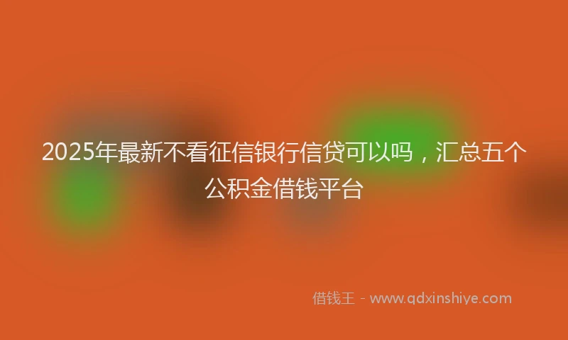 2025年最新不看征信银行信贷可以吗，汇总五个公积金借钱平台