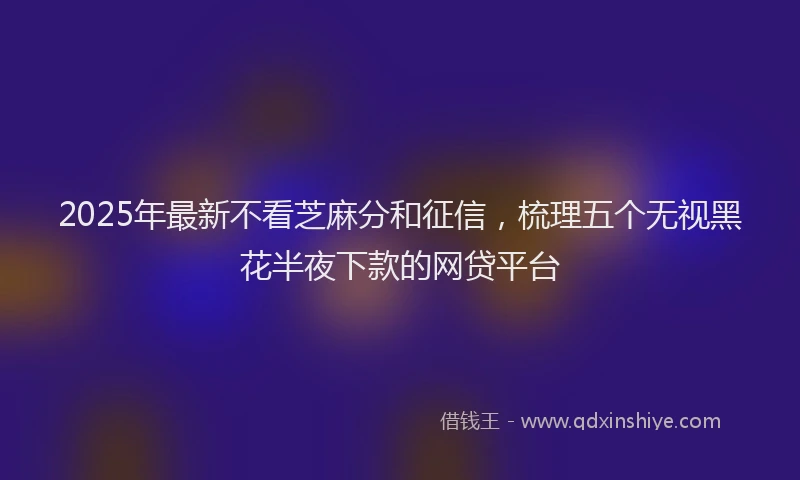 2025年最新不看芝麻分和征信，梳理五个无视黑花半夜下款的网贷平台