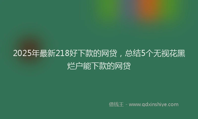 2025年最新218好下款的网贷，总结5个无视花黑烂户能下款的网贷