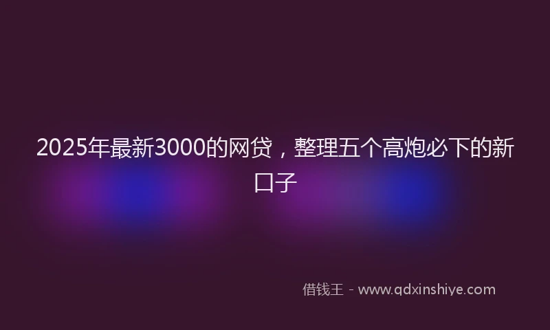 2025年最新3000的网贷，整理五个高炮必下的新口子