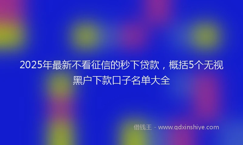 2025年最新不看征信的秒下贷款，概括5个无视黑户下款口子名单大全