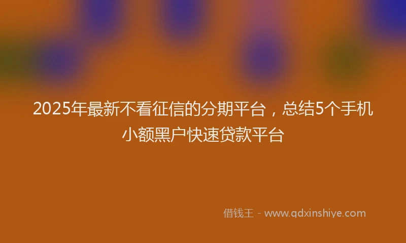 2025年最新不看征信的分期平台，总结5个手机小额黑户快速贷款平台