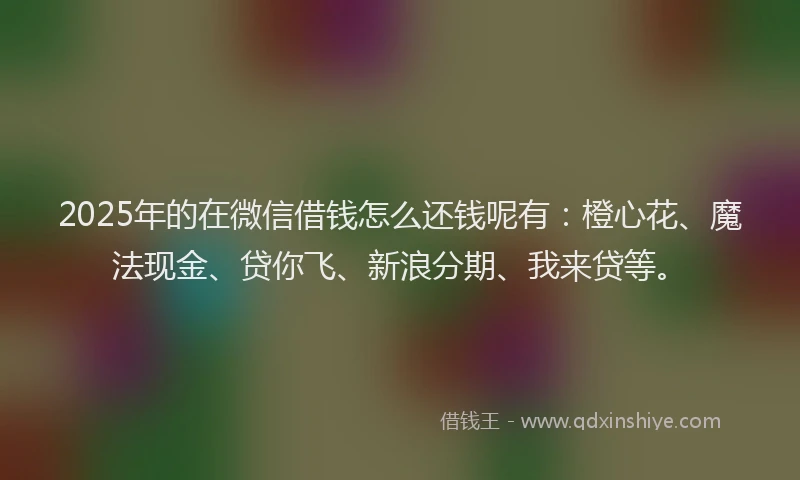 2025年的在微信借钱怎么还钱呢有：橙心花、魔法现金、贷你飞、新浪分期、我来贷等。