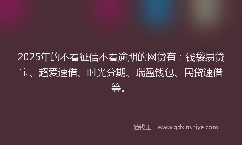 2025年的不看征信不看逾期的网贷有：钱袋易贷宝、超爱速借、时光分期、瑞盈钱包、民贷速借等。