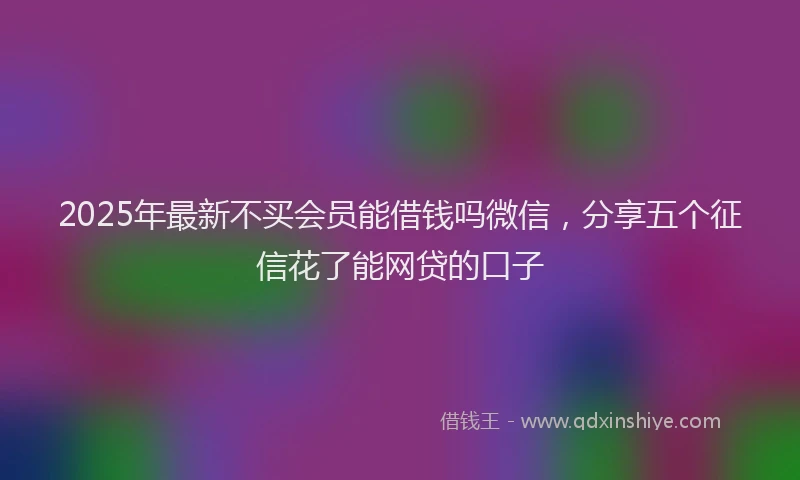 2025年最新不买会员能借钱吗微信，分享五个征信花了能网贷的口子