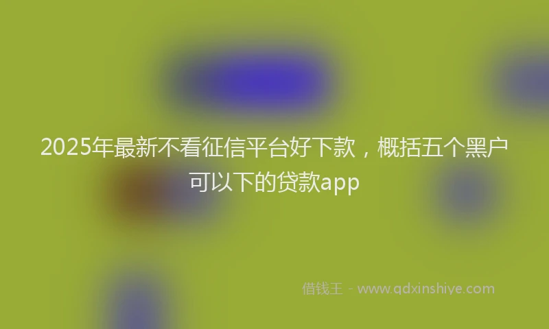 2025年最新不看征信平台好下款，概括五个黑户可以下的贷款app