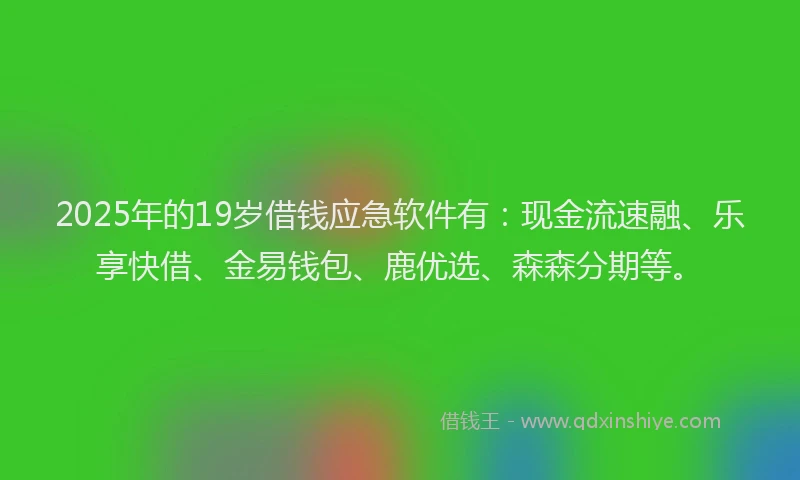 2025年的19岁借钱应急软件有：现金流速融、乐享快借、金易钱包、鹿优选、森森分期等。