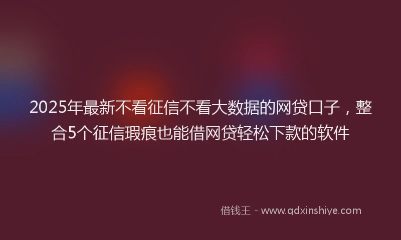 2025年最新不看征信不看大数据的网贷口子，整合5个征信瑕疵也能借网贷轻松下款的软件