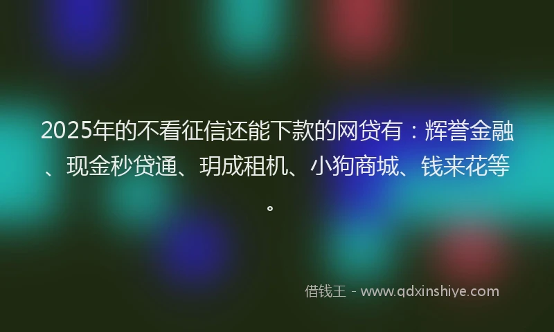 2025年的不看征信还能下款的网贷有：辉誉金融、现金秒贷通、玥成租机、小狗商城、钱来花等。