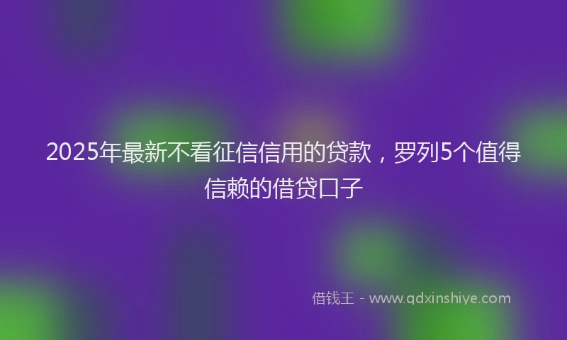 2025年最新不看征信信用的贷款，罗列5个值得信赖的借贷口子