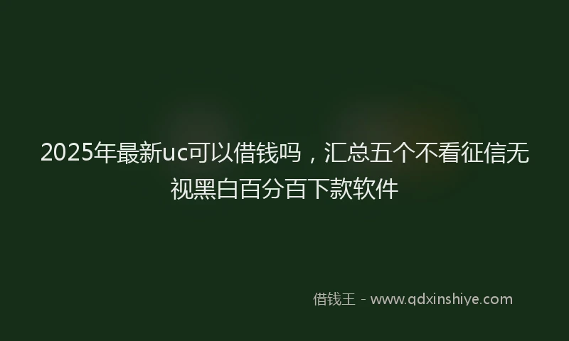 2025年最新uc可以借钱吗，汇总五个不看征信无视黑白百分百下款软件