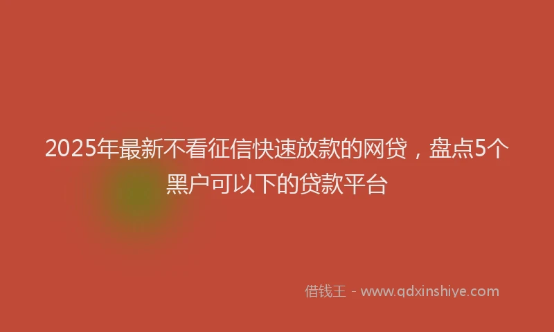 2025年最新不看征信快速放款的网贷，盘点5个黑户可以下的贷款平台