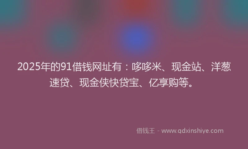 2025年的91借钱网址有：哆哆米、现金站、洋葱速贷、现金侠快贷宝、亿享购等。