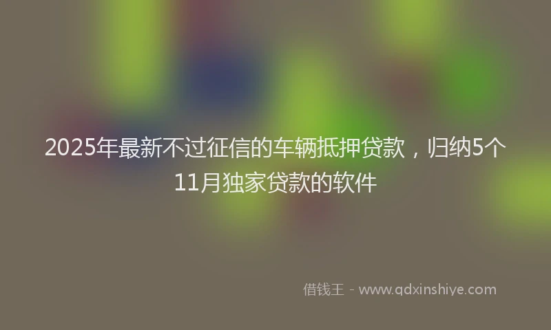 2025年最新不过征信的车辆抵押贷款，归纳5个11月独家贷款的软件