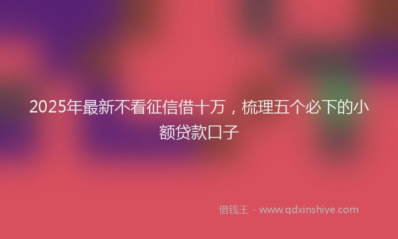 2025年最新不看征信借十万，梳理五个必下的小额贷款口子
