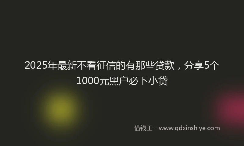 2025年最新不看征信的有那些贷款，分享5个1000元黑户必下小贷