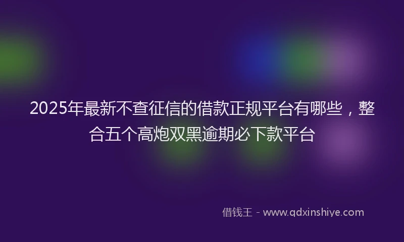 2025年最新不查征信的借款正规平台有哪些，整合五个高炮双黑逾期必下款平台