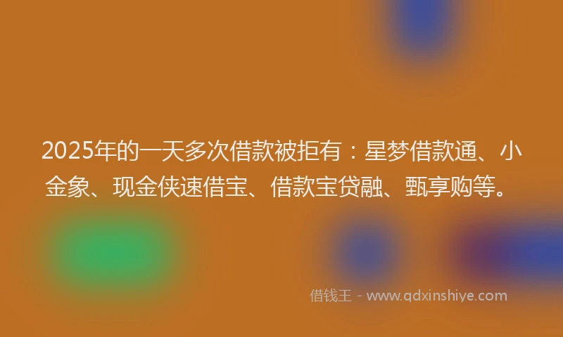 2025年的一天多次借款被拒有：星梦借款通、小金象、现金侠速借宝、借款宝贷融、甄享购等。