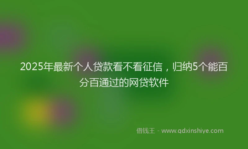 2025年最新个人贷款看不看征信，归纳5个能百分百通过的网贷软件