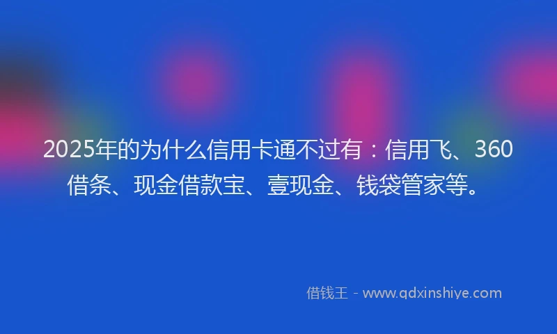 2025年的为什么信用卡通不过有:信用飞、360借条、现金借款宝、壹现金、钱袋管家等。
