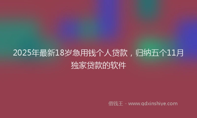 2025年最新18岁急用钱个人贷款，归纳五个11月独家贷款的软件