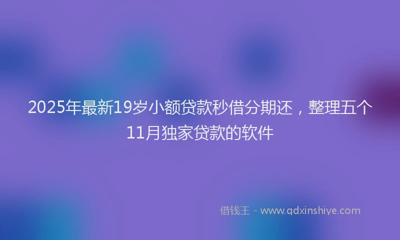 2025年最新19岁小额贷款秒借分期还，整理五个11月独家贷款的软件