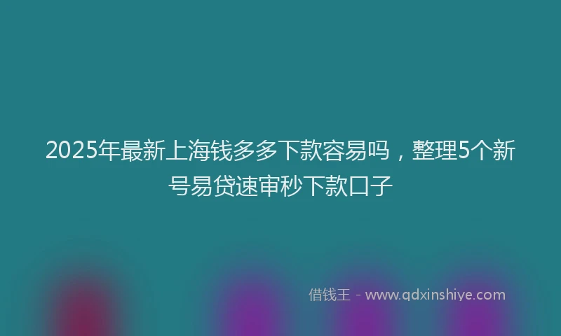 2025年最新上海钱多多下款容易吗，整理5个新号易贷速审秒下款口子