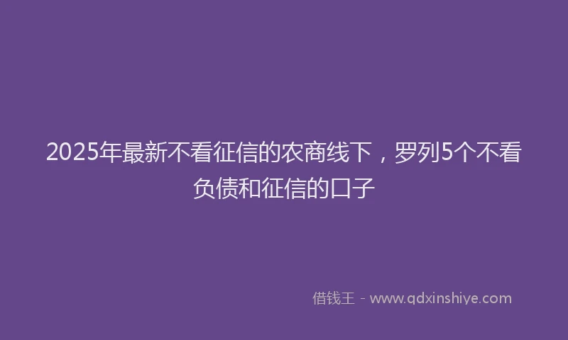 2025年最新不看征信的农商线下，罗列5个不看负债和征信的口子