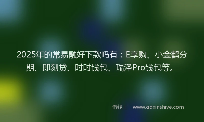 2025年的常易融好下款吗有：E享购、小金鹤分期、即刻贷、时时钱包、瑞泽Pro钱包等。