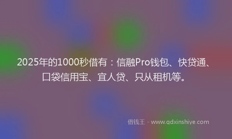 2025年的1000秒借有：信融Pro钱包、快贷通、口袋信用宝、宜人贷、只从租机等。
