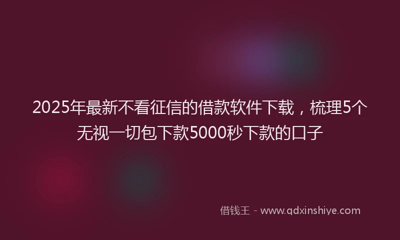 2025年最新不看征信的借款软件下载，梳理5个无视一切包下款5000秒下款的口子