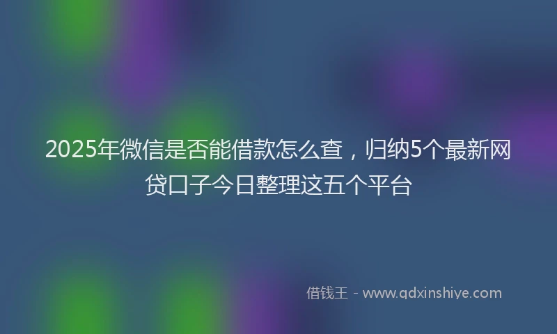2025年微信是否能借款怎么查，归纳5个最新网贷口子今日整理这五个平台