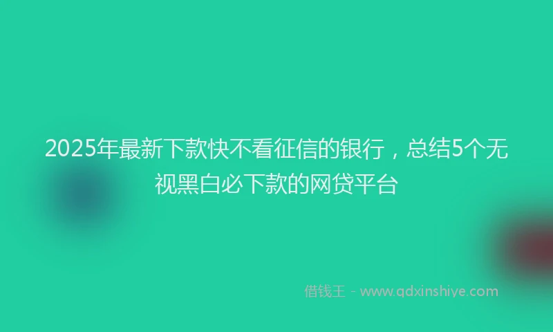 2025年最新下款快不看征信的银行，总结5个无视黑白必下款的网贷平台