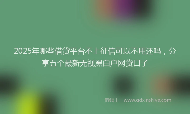 2025年哪些借贷平台不上征信可以不用还吗，分享五个最新无视黑白户网贷口子