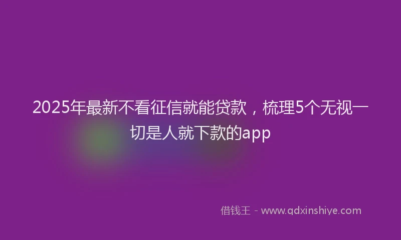 2025年最新不看征信就能贷款，梳理5个无视一切是人就下款的app