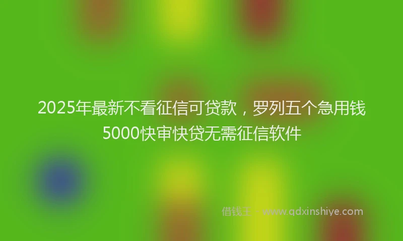 2025年最新不看征信可贷款，罗列五个急用钱5000快审快贷无需征信软件