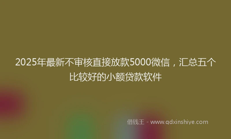 2025年最新不审核直接放款5000微信，汇总五个比较好的小额贷款软件